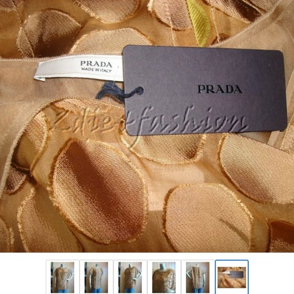 $2330 New with Tags PRADA Nocciola Polka Dot Viscose Silk Shirt Top 10 - Picture 6 of 6